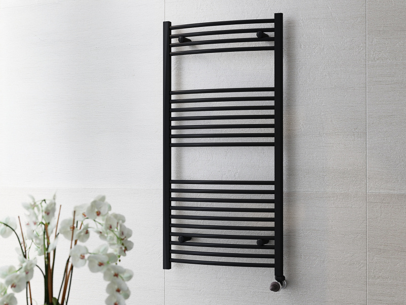 Törölközőszárító radiátor 70cm * 50cm Íves, fekete